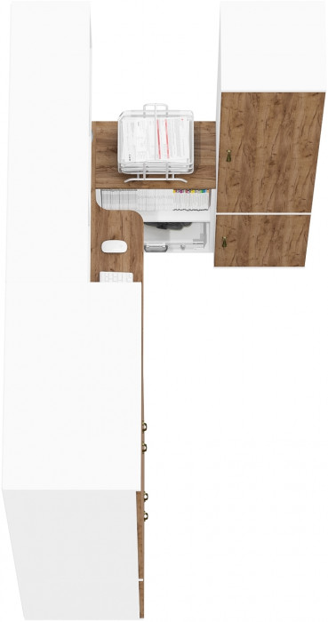 Лидер-8 Шкаф МД 19Б + Стол + Полка + Пенал 22Б, цвет белый шагрень/крафт золото, ШхГхВ 285х50/37,5х75/190 или 195х120х75/190 см., НЕ ун.сб.