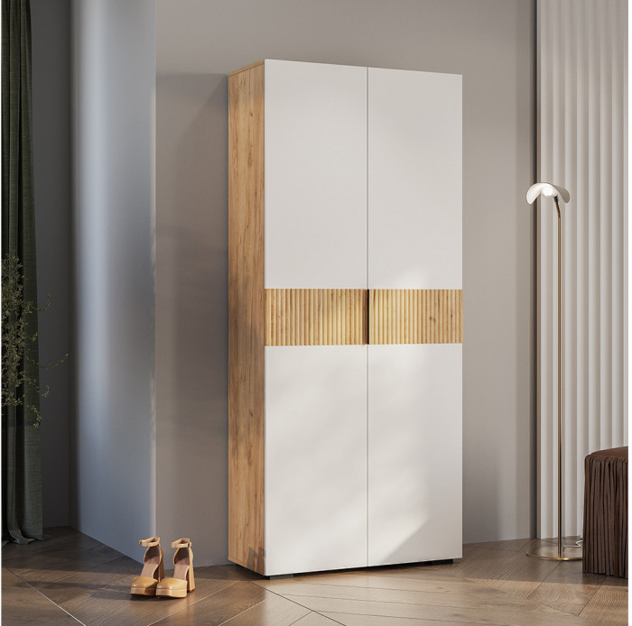 Шкаф 2-х створчатый "Сандра" ШК-04 Крафт/Белый/Тортуга (М27)