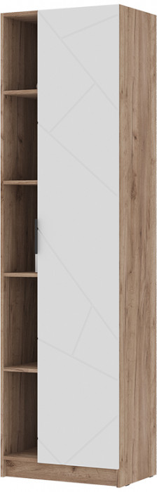 ОРЕГОН ПН 01 Пенал комбинированный (600х2100х400) Фасад МДФ БЕЛЫЙ СУПЕРМАТ,ДУБ КРАФТ ТАБАЧНЫЙ/Корпус ДУБ КРАФТ ТАБАЧНЫЙ