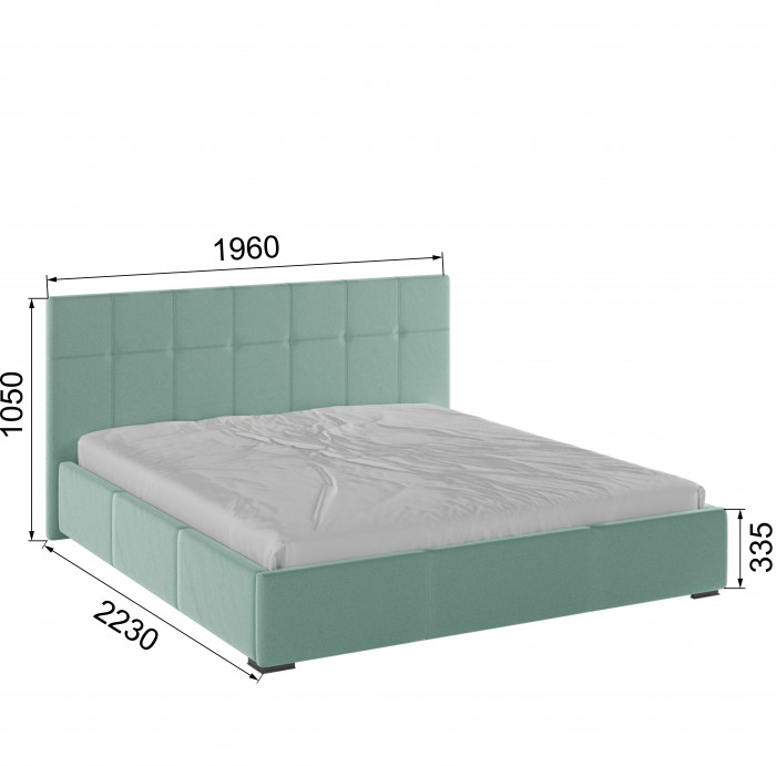 Рио Кровать интерьерная 180 мятный квадрат, ортопед