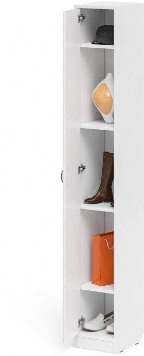 Прихожая П-6-350 Пенал, белая шагрень/фасады МДФ белое дерево фрезеровка ромб