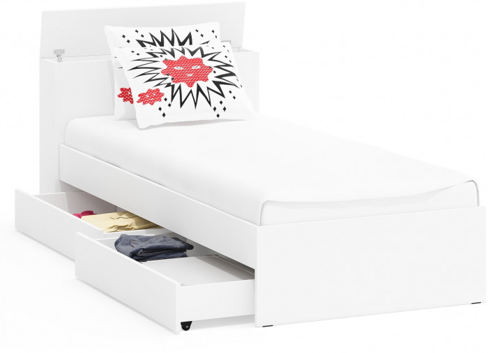 Ксения Кровать с ящиками 0900, белый