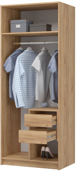 Лион ШК-01 Шкаф 2-х створчатый (800х2000х550) Дуб крафт/Графит серый