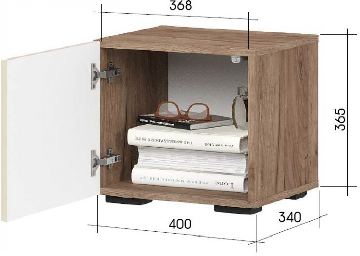 СОНАТА ТБ 01 Тумба прикроватная (400х365х340) Фасад МДФ МОНО КЕРАМИКА/Корпус ДУБ КРАФТ ТАБАЧНЫЙ
