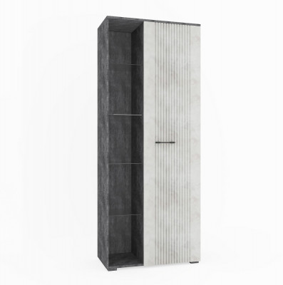 Шкаф с открытой нишей (правое исп.) "Денвер" - Бетон спаркс/Перламутр жемчуг