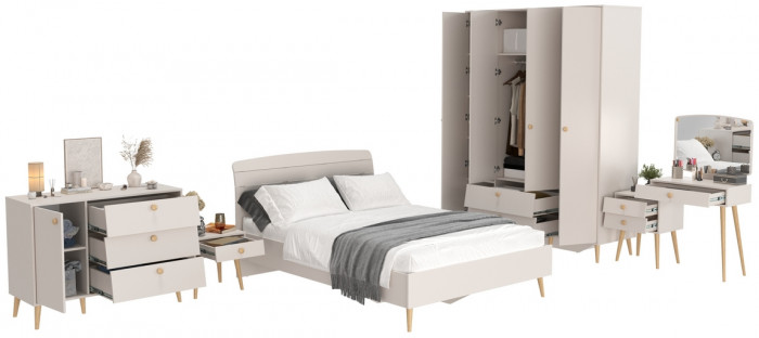 Афина Спальня 31-1400, цвет кашемир серый, сп.м. 1400х2000 мм., б/м, основание есть - фанера