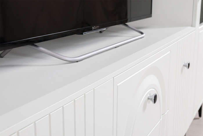 Валенсия Гостиная № 056, цвет ЛДСП белый шагрень/МДФ белый шагрень, ШхГхВ 188,1х38,3х225,2 см., универсальная сборка