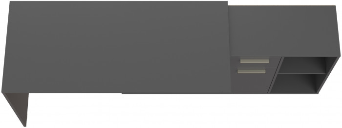 Лайт Стол письменный 03.245.01, цвет тёмно-серый, ШхГхВ 136,2х139,2х75,2 см.(угловой) или 203,7х60х75,2 см.(прямой), универсальная сборка