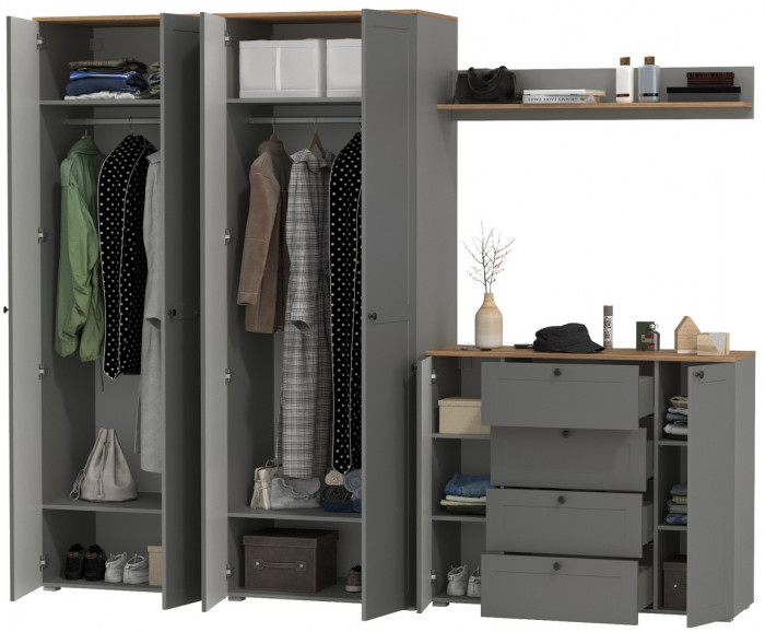 Остин Прихожая 73, серый графит/дуб крафт золотой