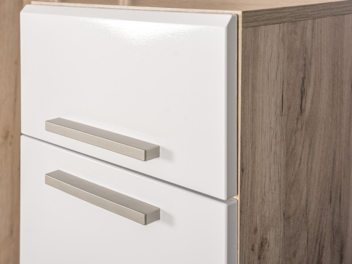 Лайн Прихожая № 03, дуб крафт серый/фасады МДФ белый глянец