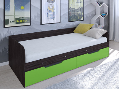 Кровать Астра одноярусная Венге/Салатовый