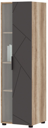 Даллас ПН 02 Пенал закрытый со стеклом (0,404х1,400х0,398) дуб каньон/МДФ софт графит