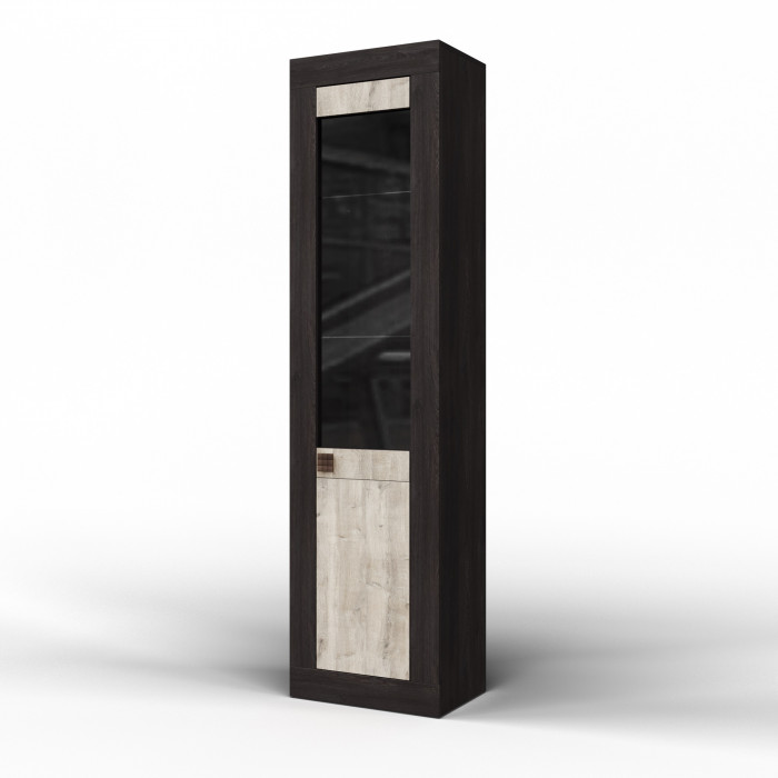 Шкаф-витрина однодверный "Лондон" - Дуб кентерберри/Сосна натуральная