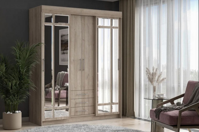 шкаф-купе Фортуна дуб крафт серый/дуб крафт серый