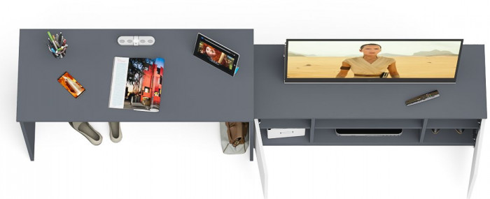 Мори письменный стол МСП1200.1 + Тумба МТВ1200.1, графит/белый