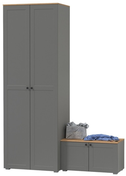 Остин Прихожая 06, серый графит/дуб крафт золотой