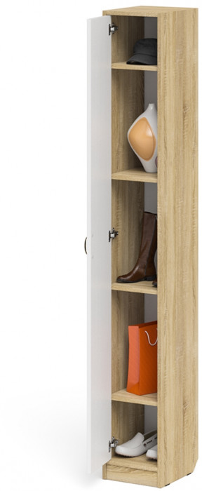 Прихожая П-6-350 Пенал, дуб сонома/фасады МДФ белое дерево фрезеровка прованс