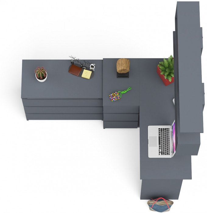 Мори компьютерный стол МС-16 левый + Комод МК800.1 + Полка 1200, графит