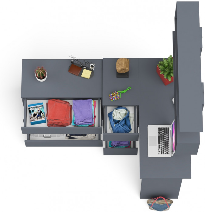 Мори компьютерный стол МС-16 левый + Комод МК800.1 + Полка 1200, графит