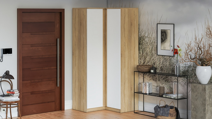 Мори угловой шкаф МШУ960.1, дуб сонома/белый