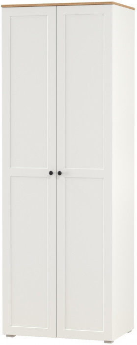 Остин 13.336.02 Шкаф для одежды(две двери), белый шагрень/дуб крафт золотой