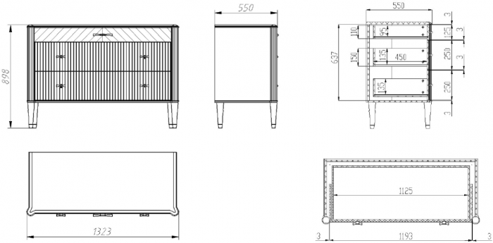 Модульная спальня "Тиволи" из массива дуба, набор 1 - Латте (лак)