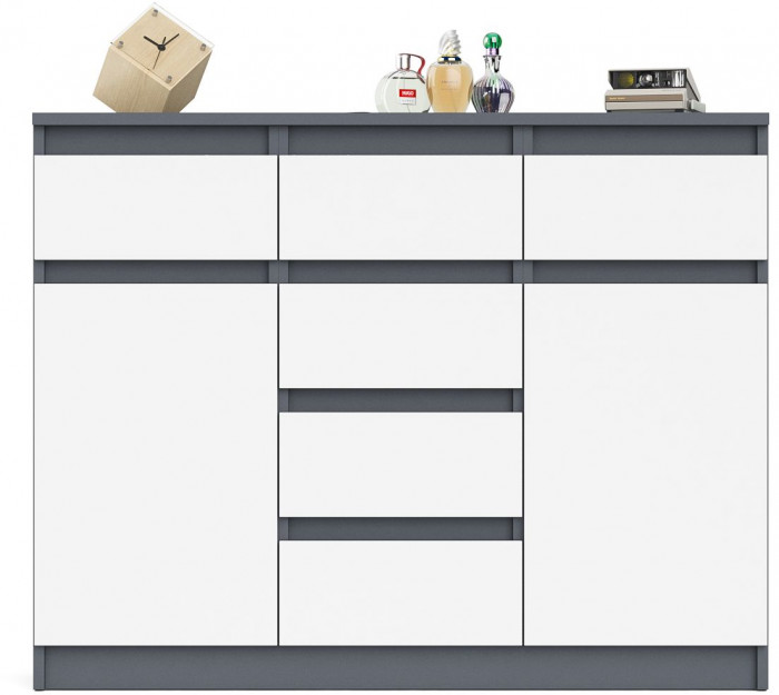 Мори Комод МК1200.4, цвет графит/белый, ШхГхВ 120,4х41х94 см.