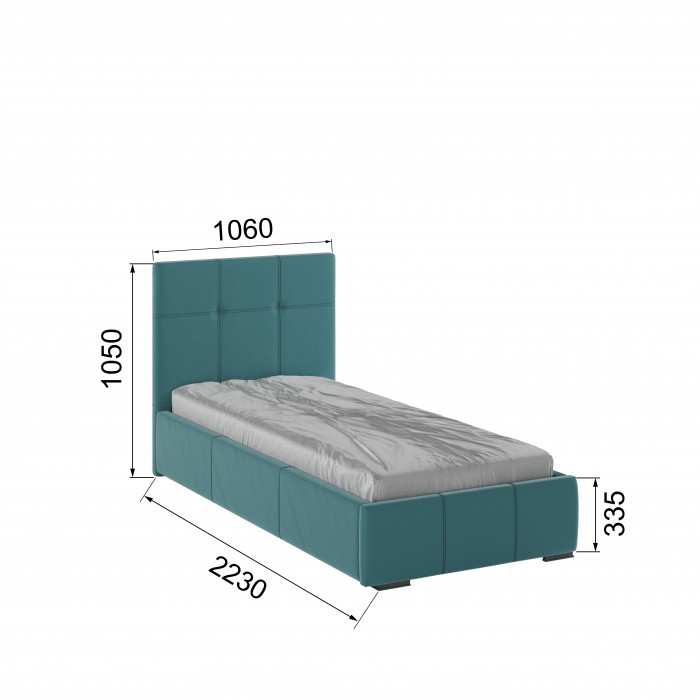 Рио Кровать интерьерная 900 бирюза квадрат, ПМ