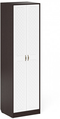 Прихожая П-6 Шкаф, цвет венге/фасады МДФ белое дерево фрезеровка ромб, ШхГхВ 60х50х210 см.