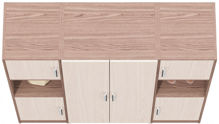 Шкаф С-МД-СК9Ш+Пенал С-МД-СК9П+Пенал С-МД-СК9П, цвет ясень шимо светлый/ясень шимо тёмный, ШхГхВ 156х45х160 см., универсальная сборка