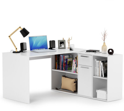 Лайт Стол письменный 03.245F, цвет белый шагрень, ШхГхВ 136х139,2х75,2 см.(угловой) или 203,5х68х75,2 см.(прямой), универсальная сборка