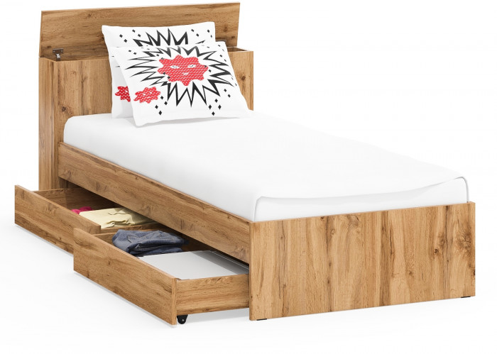 Ксения Кровать с ящиками 0900, дуб вотан