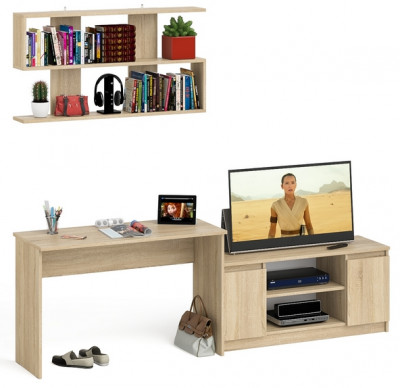 Мори письменный стол МСП1200.1 + Тумба МТВ1200.1 + Полка 1200, дуб сонома