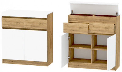 Иннэс-10 Комод, Дуб Крафт Золотой\Белый глянец