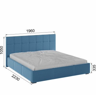 Рио Кровать интерьерная 180 светло-голубой квадрат, ортопед
