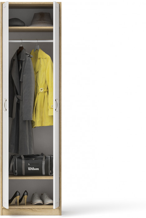 Прихожая П-6 Шкаф, цвет дуб сонома/фасады МДФ белое дерево фрезеровка прованс, ШхГхВ 60х50х210 см.