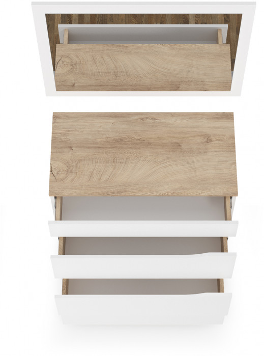 Муссон 13.97 Комод + Зеркало СВК, белый/дуб эндгрейн элегантный