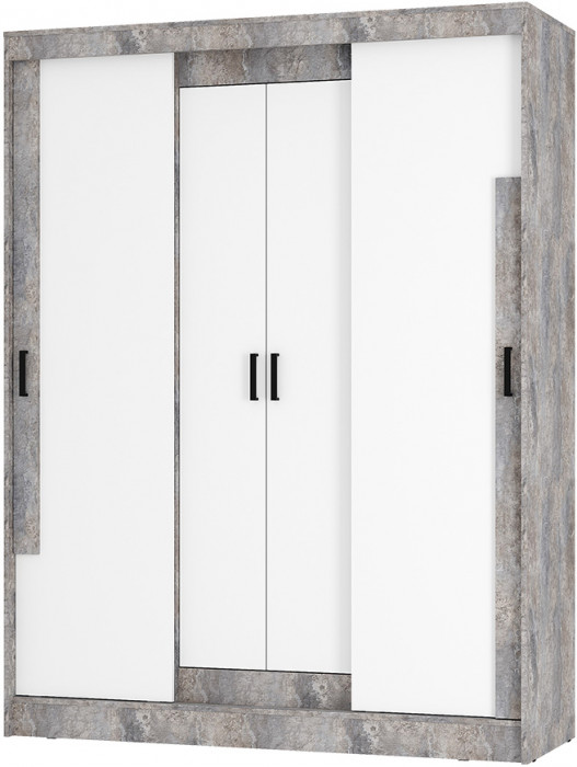 Шкаф-купе "Смарт" ШКК-06 Цемент светлый/белый