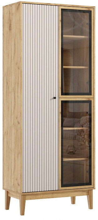 Шкаф-витрина "Оливия" (рамка AGT), Крафт золотой/Кашемир