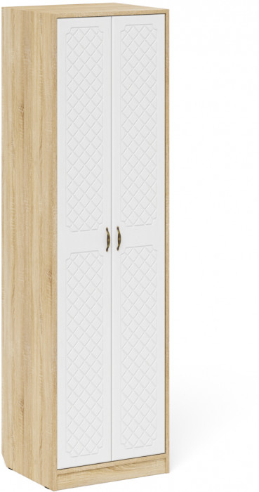 Прихожая П-6 Шкаф, цвет дуб сонома/фасады МДФ белое дерево фрезеровка ромб, ШхГхВ 60х50х210 см.