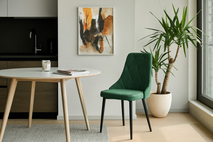 Стул "Граф" черный матовый Томми 25 темно-зеленый