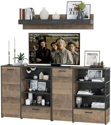 Трувор Гостиная 001, дуб гранж песочный/интра