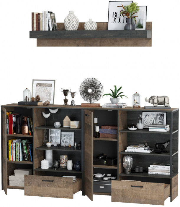 Трувор Гостиная 001, дуб гранж песочный/интра