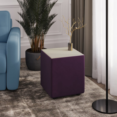 Пуфик "Стивен", Винный/МДФ клен кремовый