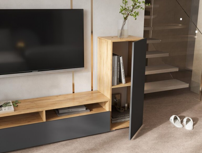 Гостиная Верона Графит/дуб крафт