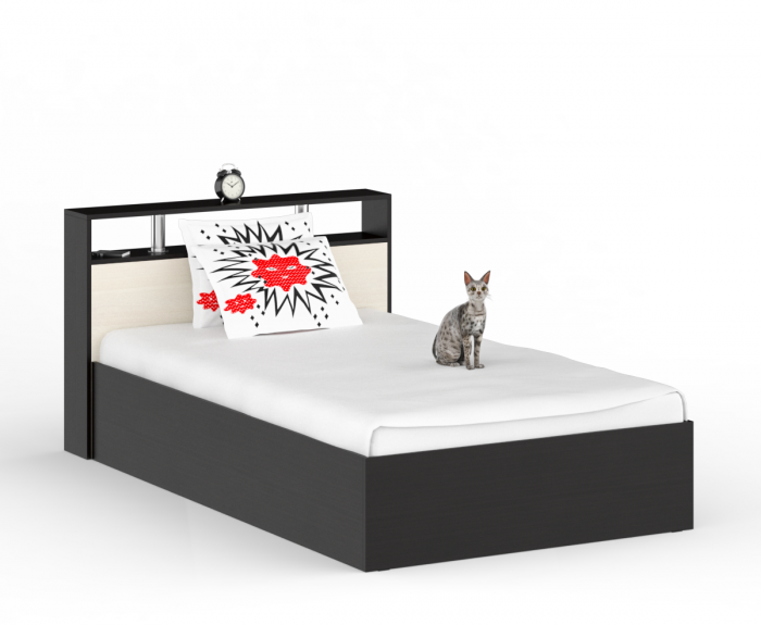 Камелия Кровать 1200 + две тумбы, венге/дуб лоредо