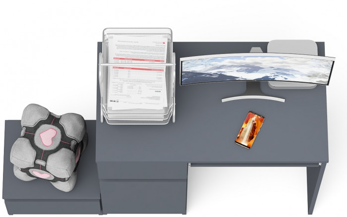 Мори Стол компьютерный МС-1 левый + Тумба ТМП400.1, цвет графит, ШхГхВ 130,4х50х76,6 см., выдвижной ящик слева, НЕ универсальная сборка