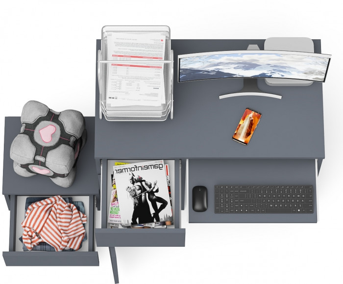 Мори Стол компьютерный МС-1 левый + Тумба ТМП400.1, цвет графит, ШхГхВ 130,4х50х76,6 см., выдвижной ящик слева, НЕ универсальная сборка