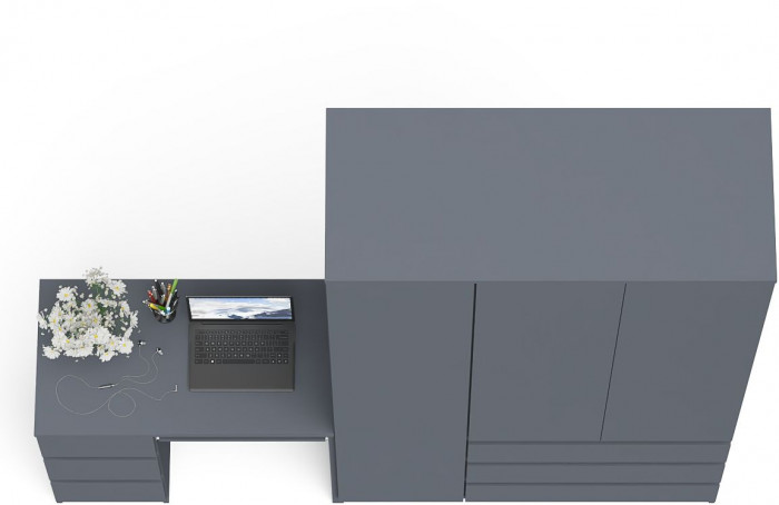 Мори компьютерный стол МС-6 левый + Шкаф МШ1200.1, графит