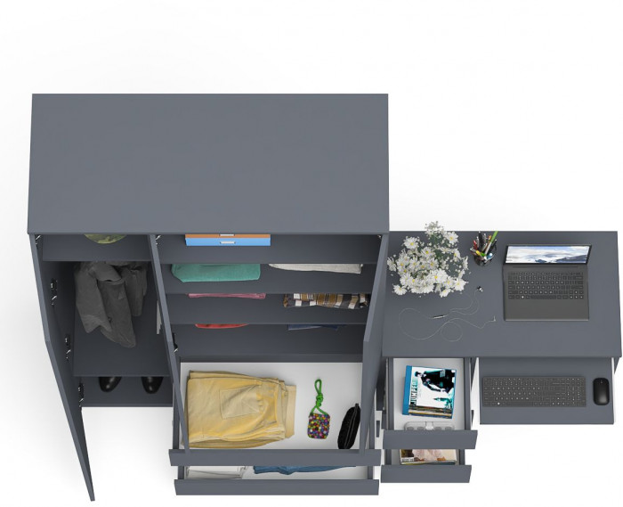 Мори компьютерный стол МС-6 левый + Шкаф МШ1200.1, графит